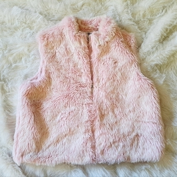 VINTAGE 80S INVESTMENTS PINK FAUX FUR ZIP VEST SZ XL - Picture 2 of 6